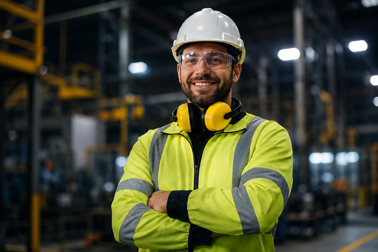 Profissional de segurança do trabalho em ambiente industrial